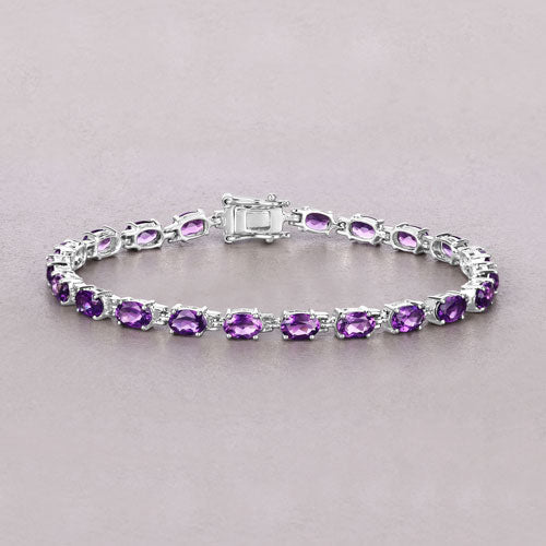 Bids.com 7.98 Carat Genuine Amethyst .925 Sterling Silver Bracelet Bracelets