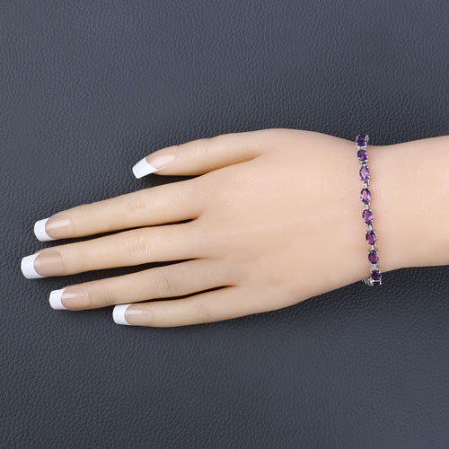 Bids.com 7.98 Carat Genuine Amethyst .925 Sterling Silver Bracelet Bracelets
