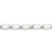 Bids.com 3.50 Carat Genuine Created Opal .925 Sterling Silver Bracelet Bracelets