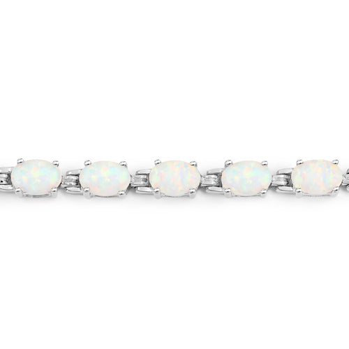 Bids.com 3.50 Carat Genuine Created Opal .925 Sterling Silver Bracelet Bracelets