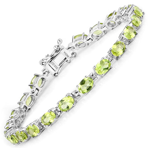 Bids.com 8.61 Carat Genuine Peridot .925 Sterling Silver Bracelet Bracelets