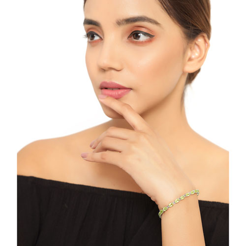 Bids.com 8.61 Carat Genuine Peridot .925 Sterling Silver Bracelet Bracelets