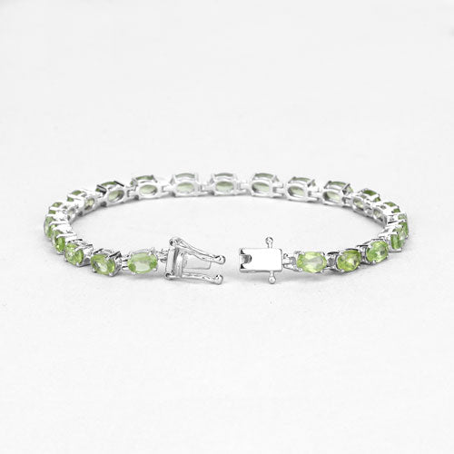 Bids.com 8.61 Carat Genuine Peridot .925 Sterling Silver Bracelet Bracelets