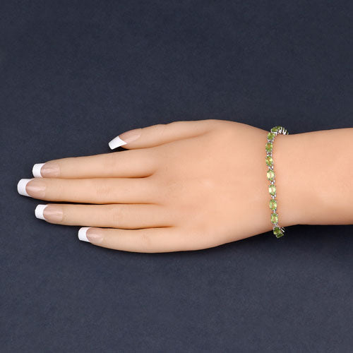 Bids.com 8.61 Carat Genuine Peridot .925 Sterling Silver Bracelet Bracelets