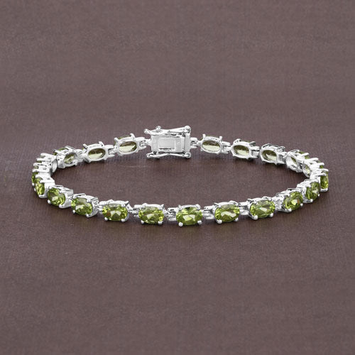 Bids.com 8.61 Carat Genuine Peridot .925 Sterling Silver Bracelet Bracelets