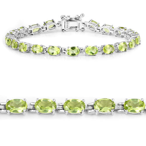 Bids.com 8.61 Carat Genuine Peridot .925 Sterling Silver Bracelet Bracelets