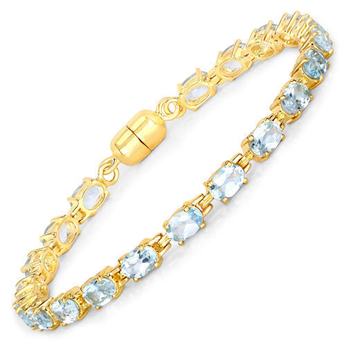 Bids.com 10.20 Carat Genuine Blue Topaz .925 Sterling Silver Bracelet Bracelets