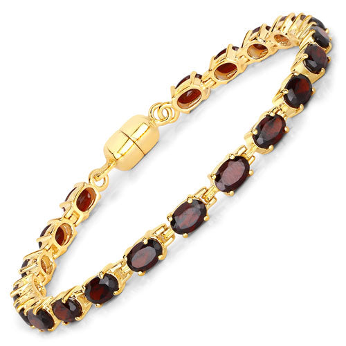 Bids.com 10.20 Carat Genuine Garnet .925 Sterling Silver Bracelet Bracelets