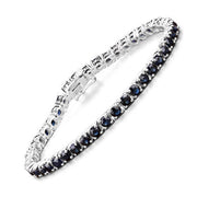 Bids.com 8.36 Carat Genuine Blue Sapphire .925 Sterling Silver Bracelet Bracelets