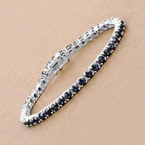 Bids.com 8.36 Carat Genuine Blue Sapphire .925 Sterling Silver Bracelet Bracelets