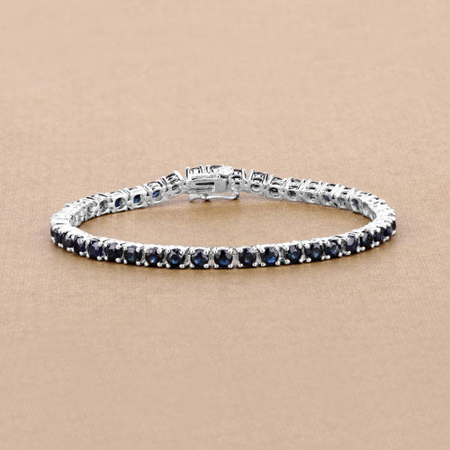 Bids.com 8.36 Carat Genuine Blue Sapphire .925 Sterling Silver Bracelet Bracelets