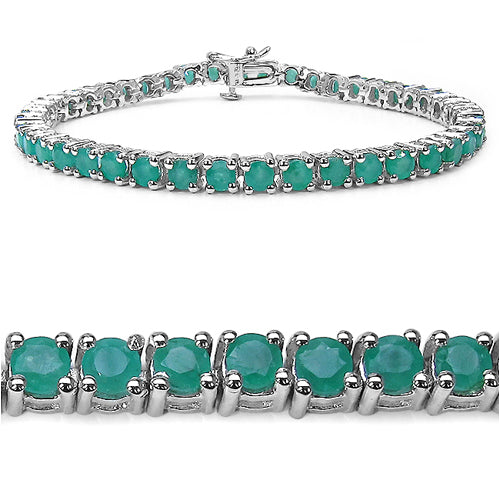 Bids.com 7.48 Carat Genuine Emerald .925 Sterling Silver Bracelet Bracelets