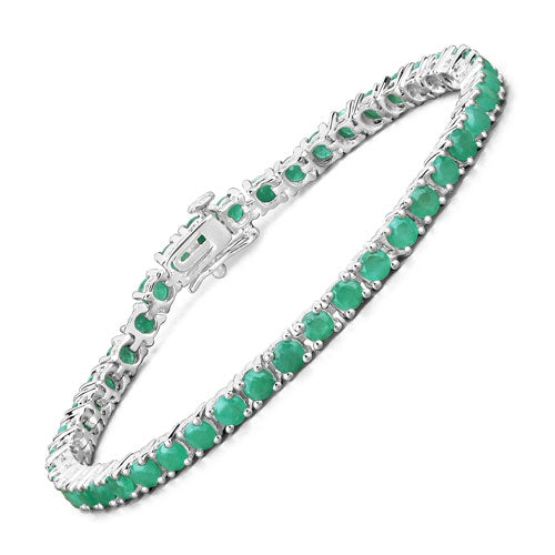 Bids.com 7.48 Carat Genuine Emerald .925 Sterling Silver Bracelet Bracelets