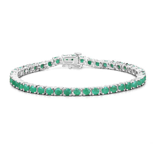 Bids.com 7.48 Carat Genuine Emerald .925 Sterling Silver Bracelet Bracelets
