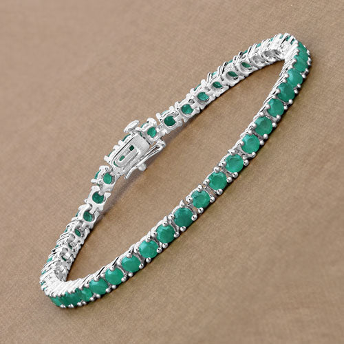 Bids.com 7.48 Carat Genuine Emerald .925 Sterling Silver Bracelet Bracelets