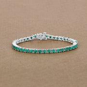 Bids.com 7.48 Carat Genuine Emerald .925 Sterling Silver Bracelet Bracelets