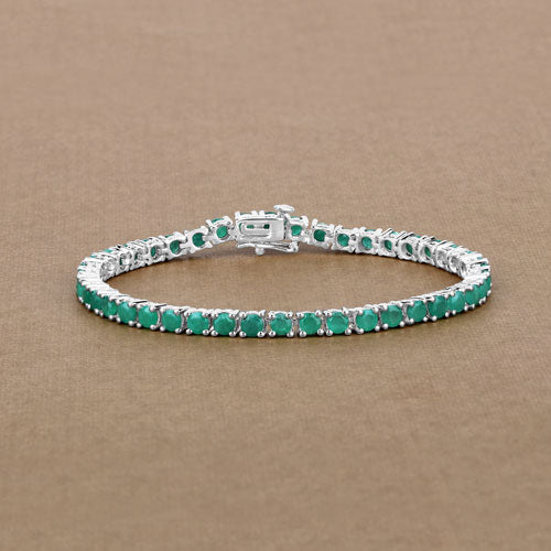 Bids.com 7.48 Carat Genuine Emerald .925 Sterling Silver Bracelet Bracelets
