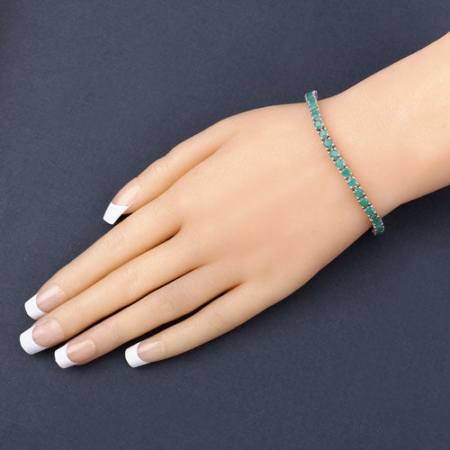 Bids.com 7.48 Carat Genuine Emerald .925 Sterling Silver Bracelet Bracelets