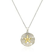 Bids.com Designer Sterling Silver and 14k Yellow Gold Sand Dollar Pendant Pendants