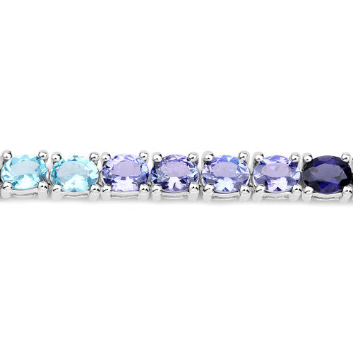 Bids.com 12.04 Carat Genuine Multi Stone .925 Sterling Silver Bracelet Bracelets