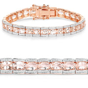 Bids.com 18K Rose Gold Plated 11.60 Carat Genuine Morganite .925 Sterling Silver Bracelet Bracelets