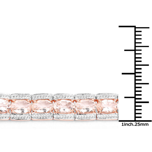 Bids.com 18K Rose Gold Plated 11.60 Carat Genuine Morganite .925 Sterling Silver Bracelet Bracelets