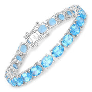 Bids.com 35.20 Carat Genuine Swiss Blue Topaz .925 Sterling Silver Bracelet Bracelets