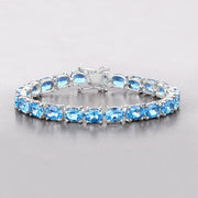 Bids.com 35.20 Carat Genuine Swiss Blue Topaz .925 Sterling Silver Bracelet Bracelets