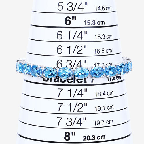 Bids.com 35.20 Carat Genuine Swiss Blue Topaz .925 Sterling Silver Bracelet Bracelets