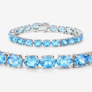 Bids.com 35.20 Carat Genuine Swiss Blue Topaz .925 Sterling Silver Bracelet Bracelets