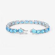 Bids.com 35.20 Carat Genuine Swiss Blue Topaz .925 Sterling Silver Bracelet Bracelets