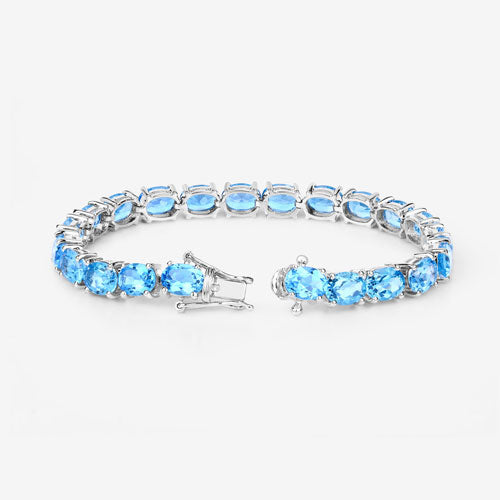 Bids.com 35.20 Carat Genuine Swiss Blue Topaz .925 Sterling Silver Bracelet Bracelets