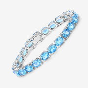 Bids.com 35.20 Carat Genuine Swiss Blue Topaz .925 Sterling Silver Bracelet Bracelets