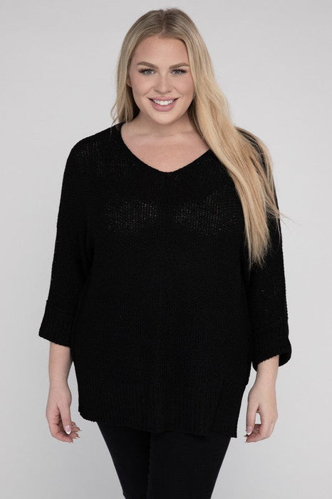 Plus Size Crew Neck Knit Sweater