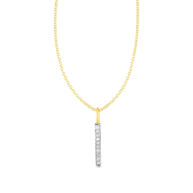 Bids.com 14k Yellow Gold Bar Pendant with Diamonds Pendants
