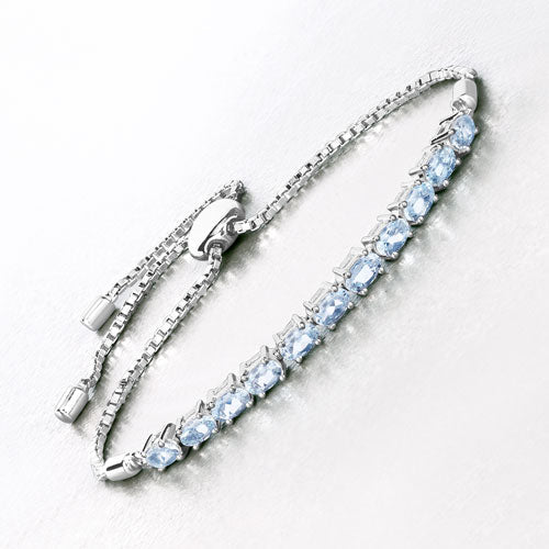 Bids.com 2.20 Carat Genuine Aquamarine .925 Sterling Silver Bracelet Bracelets