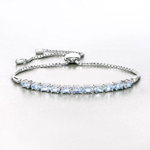 Bids.com 2.20 Carat Genuine Aquamarine .925 Sterling Silver Bracelet Bracelets
