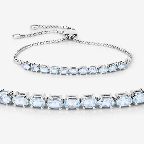 Bids.com 2.20 Carat Genuine Aquamarine .925 Sterling Silver Bracelet Bracelets