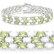 Bids.com 19.73 Carat Genuine Opal and Peridot .925 Sterling Silver Bracelet Bracelets