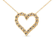 Bids.com 10K Yellow Gold Flashed .925 Sterling Silver 1/2 Cttw Champagne Diamond Miracle Plate Heart Pendant Necklace (K-L Color, I1-I2 Clarity) - 18" Necklaces