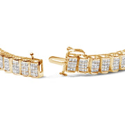 Bids.com 14K Yellow Gold 5.0 Cttw Invisible Set Princess-cut Diamond Buckle Link Tennis Bracelet (H-I Color, SI2-I1 Clarity) - Size 7.25" Bracelets