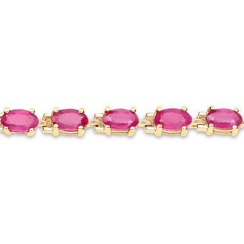 Bids.com 14K Yellow Gold Plated 7.00 Carat Glass Filled Ruby .925 Sterling Silver Bracelet Bracelets