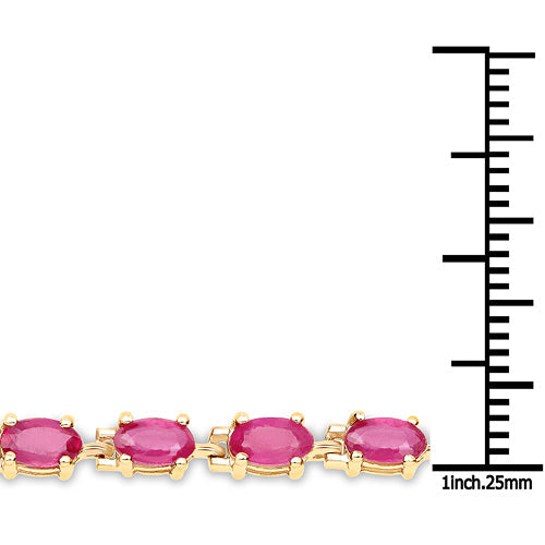 Bids.com 14K Yellow Gold Plated 7.00 Carat Glass Filled Ruby .925 Sterling Silver Bracelet Bracelets