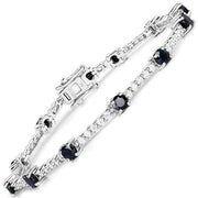 Bids.com 6.21 Carat Genuine Blue Sapphire and White Zircon .925 Sterling Silver Bracelet Bracelets