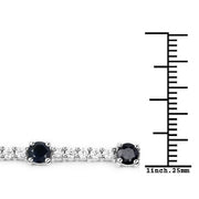 Bids.com 6.21 Carat Genuine Blue Sapphire and White Zircon .925 Sterling Silver Bracelet Bracelets