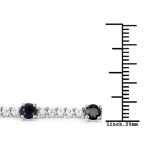 Bids.com 6.21 Carat Genuine Blue Sapphire and White Zircon .925 Sterling Silver Bracelet Bracelets