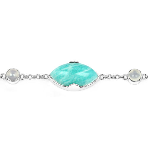 Bids.com 29.70 Carat Genuine Amazonite and White Agate .925 Sterling Silver Bracelet Bracelets