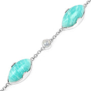 Bids.com 29.70 Carat Genuine Amazonite and White Agate .925 Sterling Silver Bracelet Bracelets