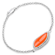 Bids.com 5.50 Carat Genuine Carnelian And White Topaz .925 Sterling Silver Bracelet Bracelets