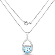 Bids.com 4.08 Carat Genuine Swiss Blue Topaz & White Topaz .925 Sterling Silver Pendant Pendants